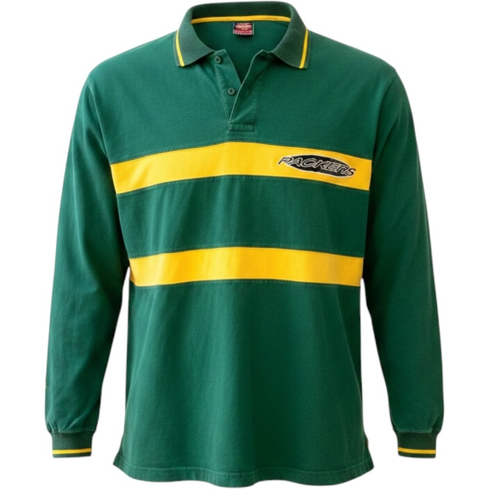 Vintage 90s Mirage NFL Green Bay Packers Long Sleeve Rugby Shirt XXL Heavyweight
